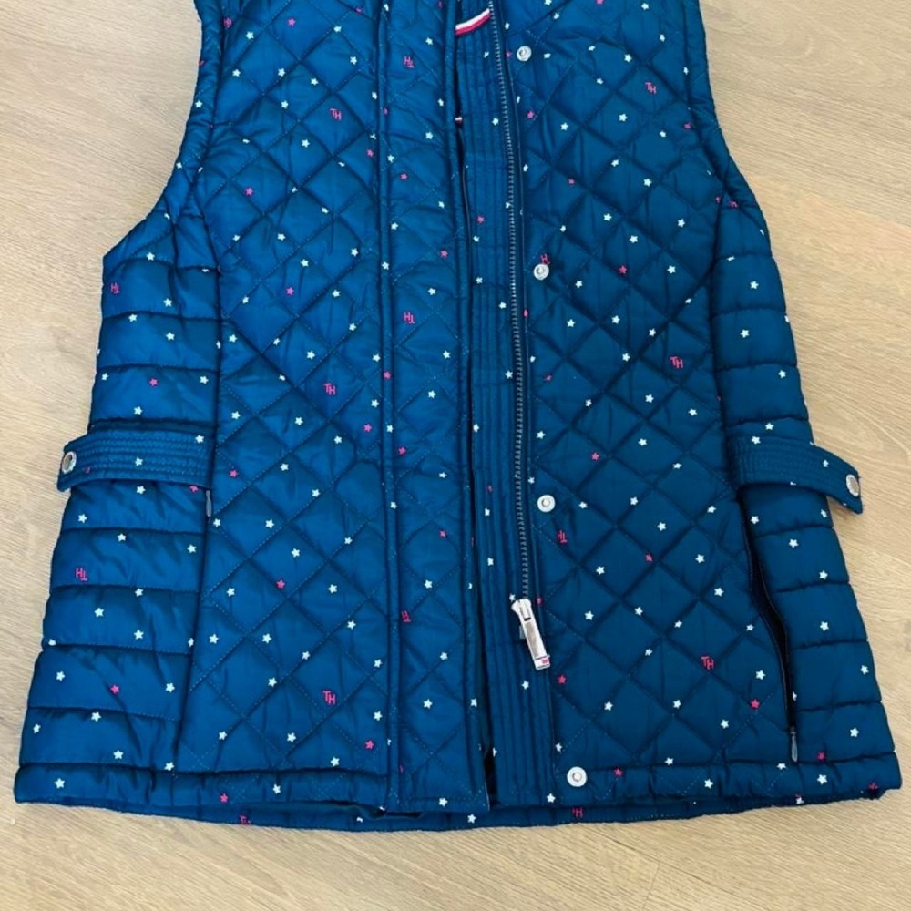 Tommy Hilfiger Navy Blue Quilted Star Print Vest Gilet Womens XS